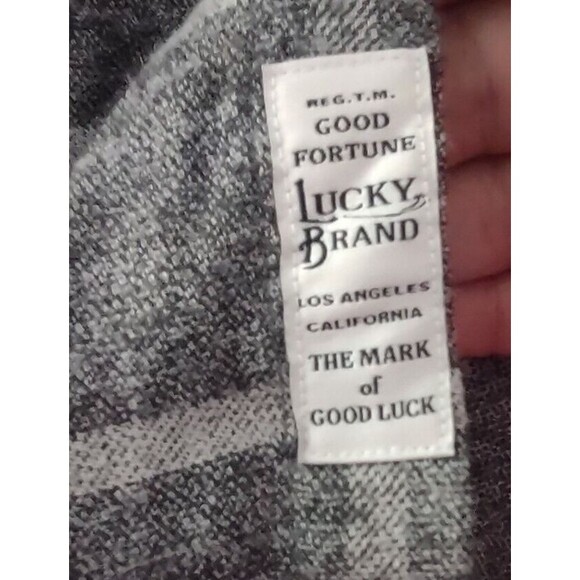 Lucky Brand Shirt Mens Medium Gray Plaid Saturday Stretch Snap Flannel - Picture 7 of 11